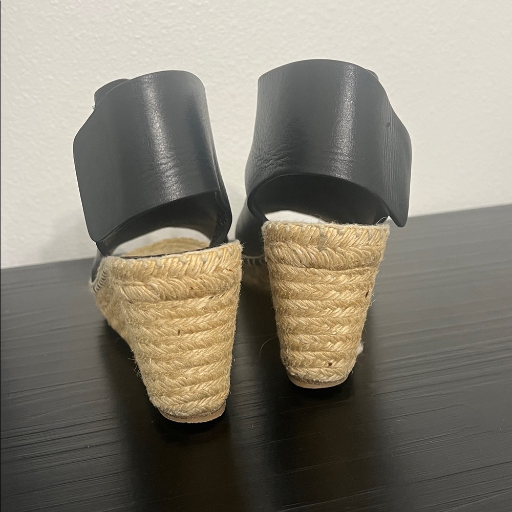Celine Paris Size Euro 36 Black Leather Wedge Sandals - Picture 3 of 14